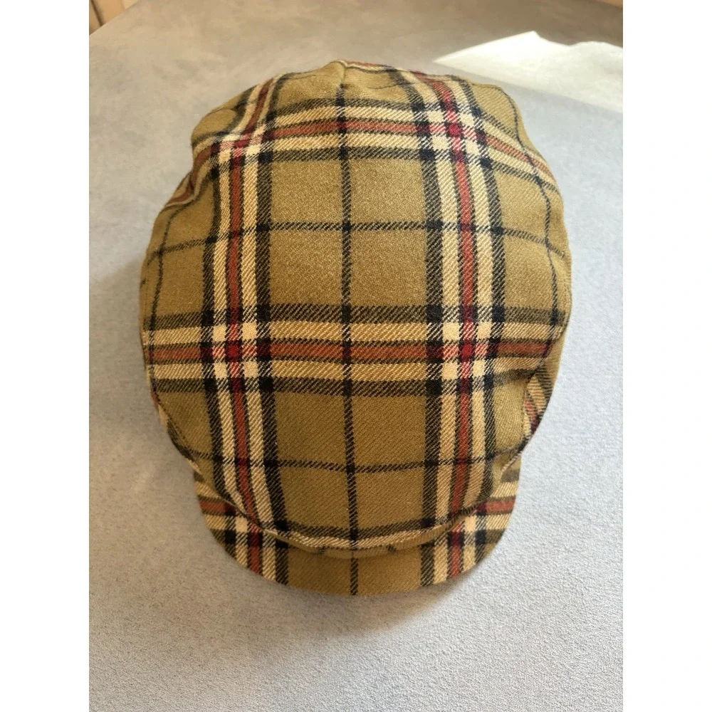 Wigéns Mens Wool Newsboy Flat Cap Size 59 7 3/8 Plaid Ear Flaps Lined Peaky